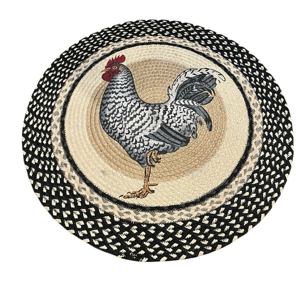 Earth Rugs Other - Earth Rugs round hand woven braided rooster rug